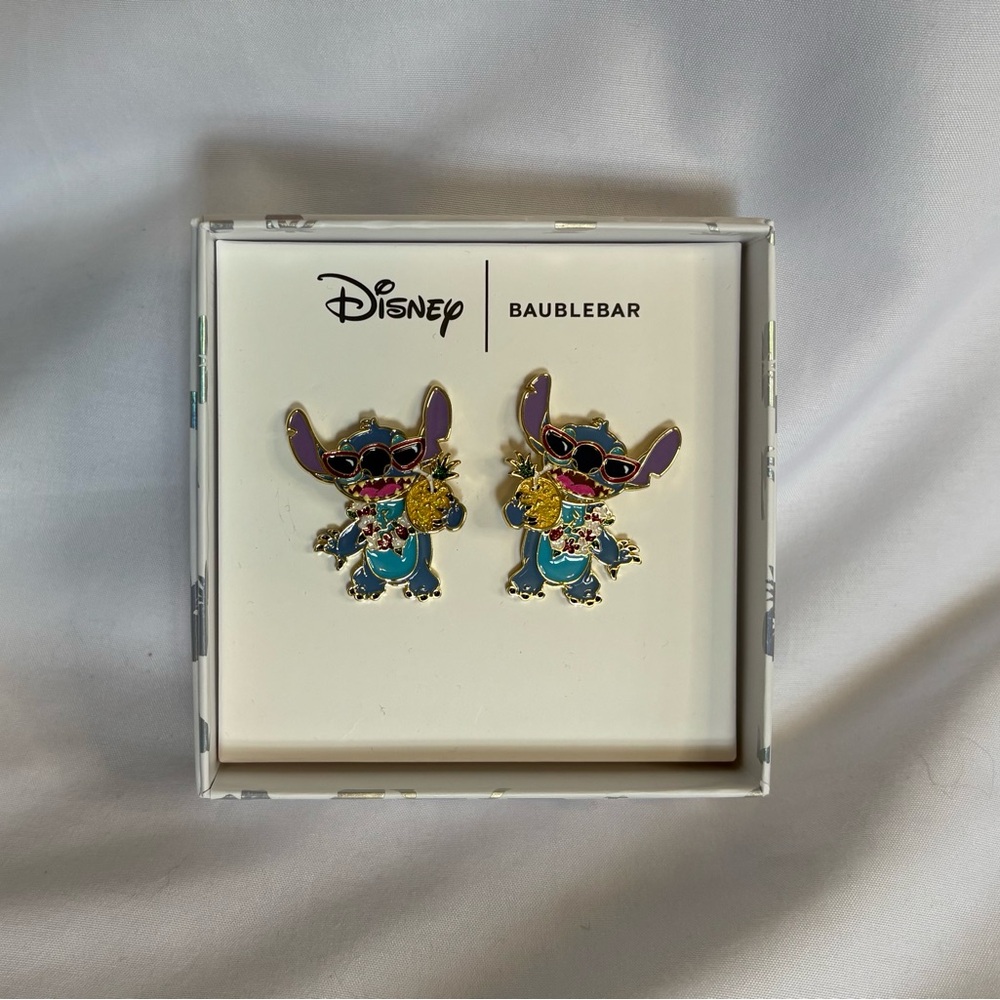 Disney Baublebar Stitch Enamel Earrings Pineapple Sunglasses Tropical